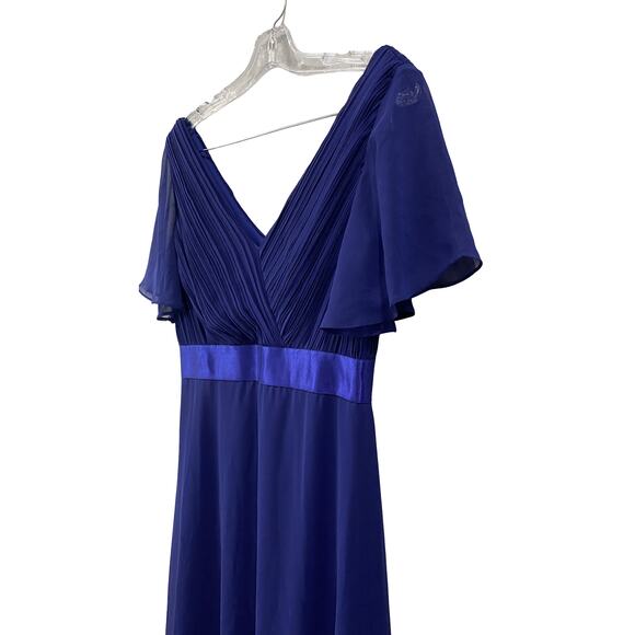 Long Chiffon Empire Waist Dress by EVER PRETTY with Short Flutter Sleeves size 8 - Picture 7 of 12